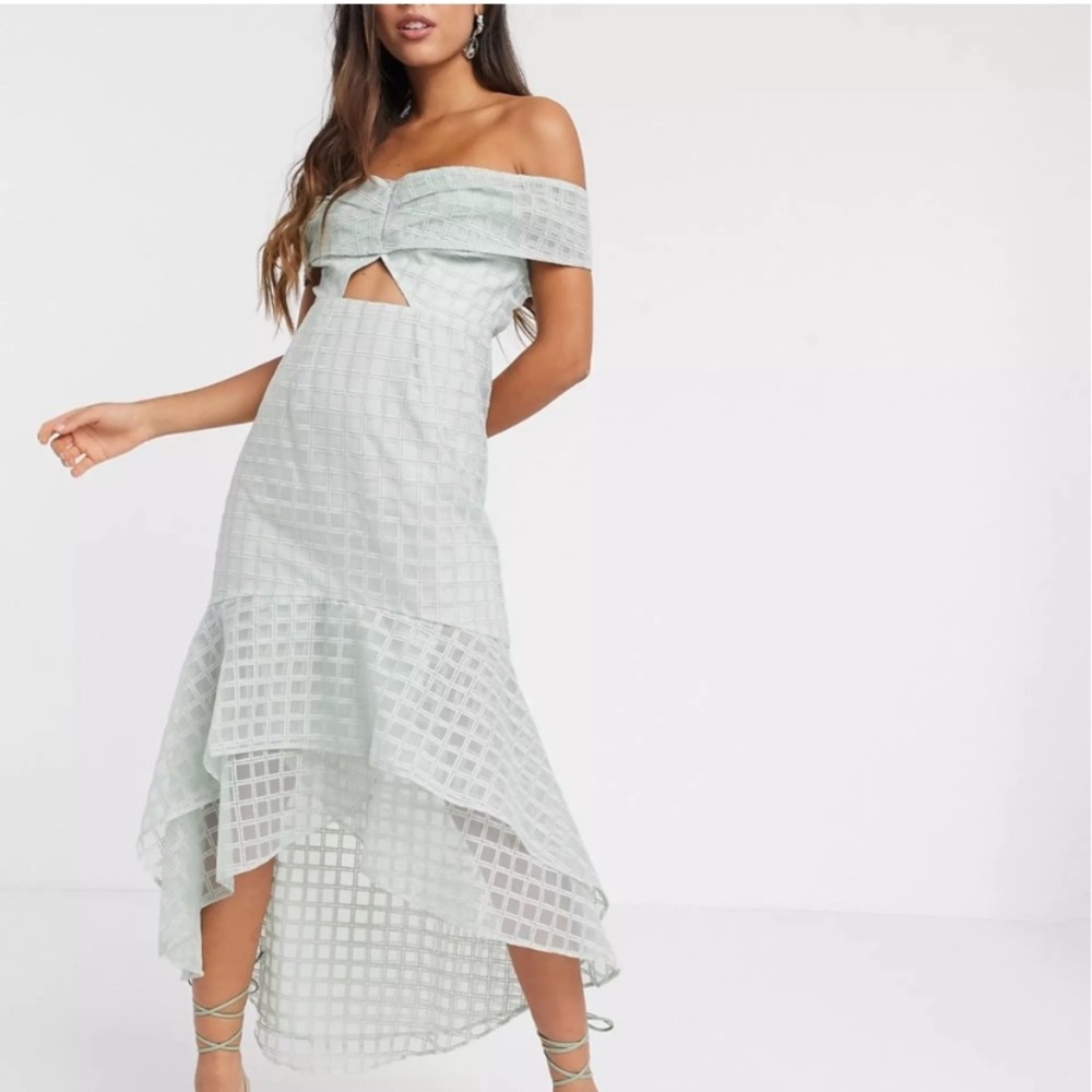 ASOS Light Blue Off The Shoulder Midi Dress NWOT